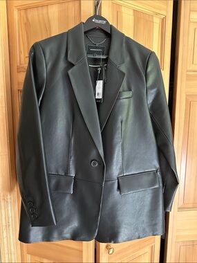 BCBGMAXAZRIA Black Faux Leather Jacket- NWT